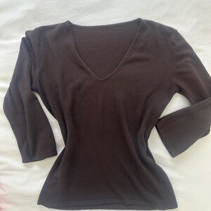 Elegant Brown V-Neck Women's Top